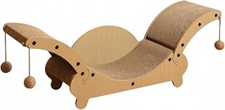 Cat Scratcher Lounge Bed with Curved Shape and Textured Scratching Material, Double