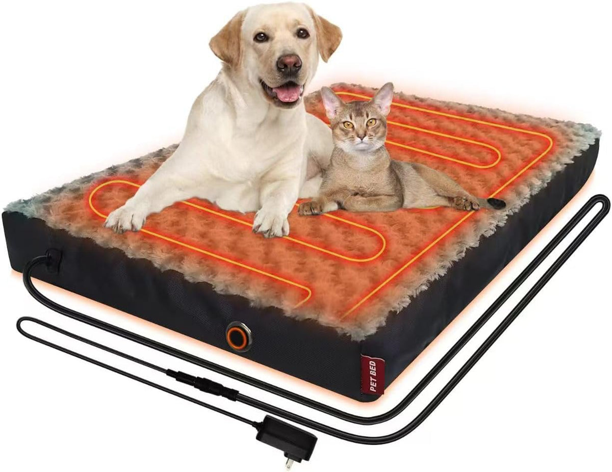 X-large heated memory foam dog bed with waterproof cover and controller