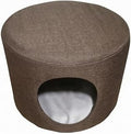 Enclosed Cylindrical Cat House with Cushion, Coffee