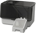 High-Sided Cat Toilet with Perforated Entrance Base and Hinged Front Flap, Black White