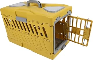 Collapsible Cat Crate, Large Capacity, Breathable, Foldable, Portable, Yellow