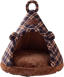 Cat Bed Tent, Teepee-Shaped Plush Pet House for Small and Medium Dogs and Cats
