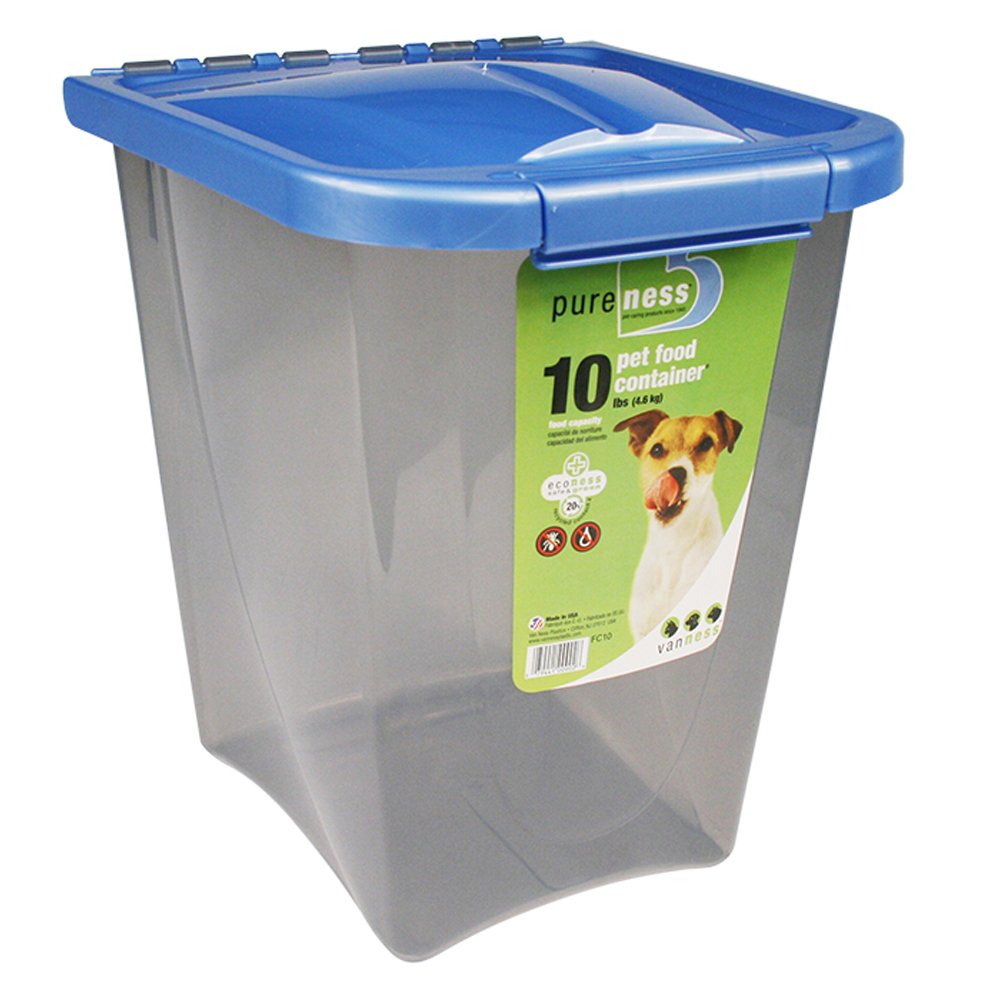 Rectangular 50 lb pet food storage container with lid and wheels