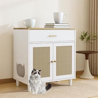 Cat Litter Box Enclosure Furniture, 31.5 Inch Corner Hidden Cabinet