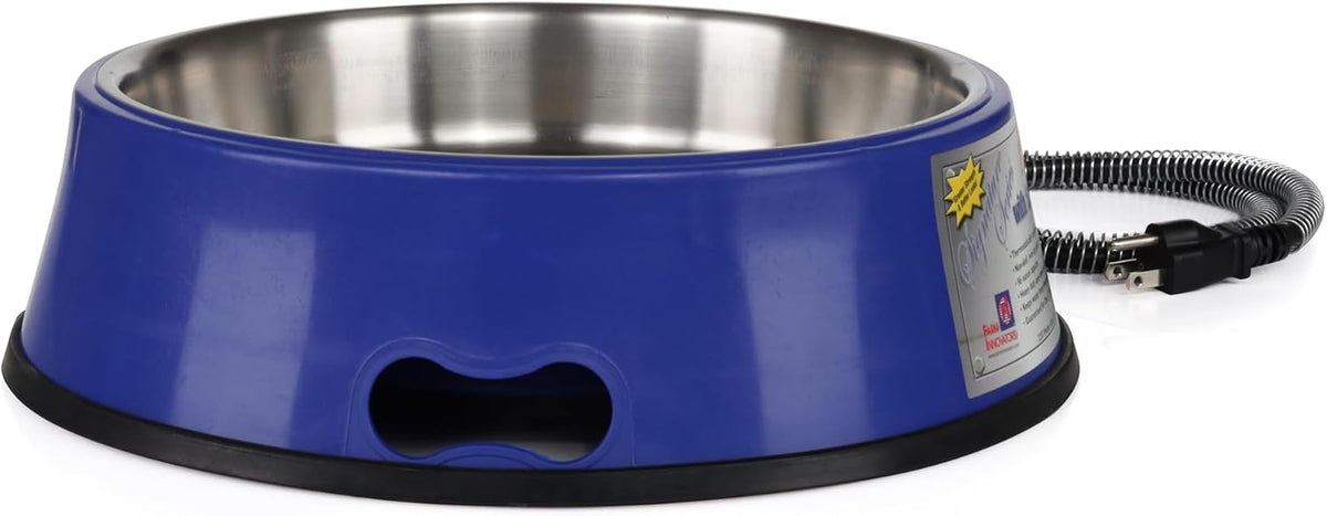 Green 1.5 gallon heated pet water bowl with protected power cord – view 2