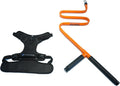 Semi-rigid dog exercise leash system attached to a harness during a run