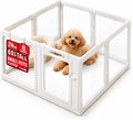 Clear acrylic 24 inch pet playpen with white frame and suction cup feet – view 3