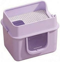 Square Semi-Enclosed Cat Litter Box with Sifting Insert, Spacious, High Walls, Large Cats, Home Use