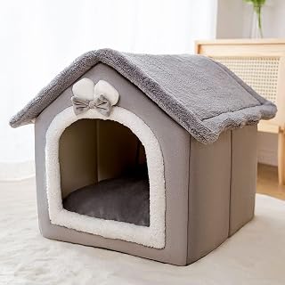 Soft Enclosed Cat Bed Tent with Removable Cushion, Black, M (Within 7.5 KG)