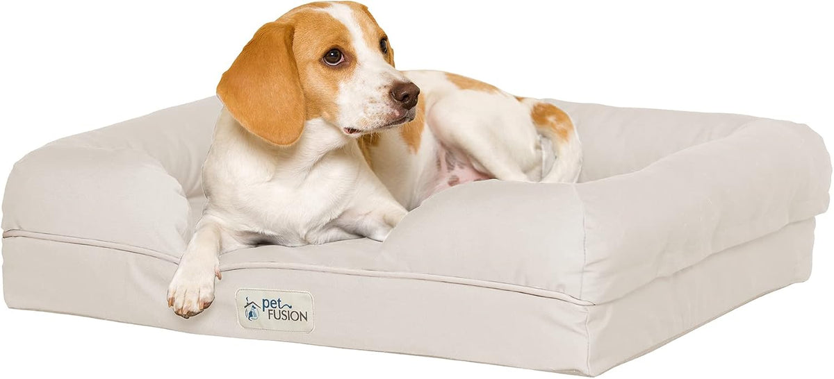 Sandstone orthopedic memory foam bolster dog bed, small size