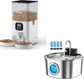 Voluas Automatic Cat Feeder for Two Cats, 108oz/3.2L Wireless Battery-Operated Cat Water Fountain