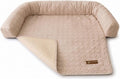 Two light beige ice silk cooling sofa dog beds, size XL