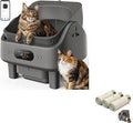 Automatic Self-Cleaning Litter Box, Grey, with 3 Rolls of Trash Bags (60 Bags)