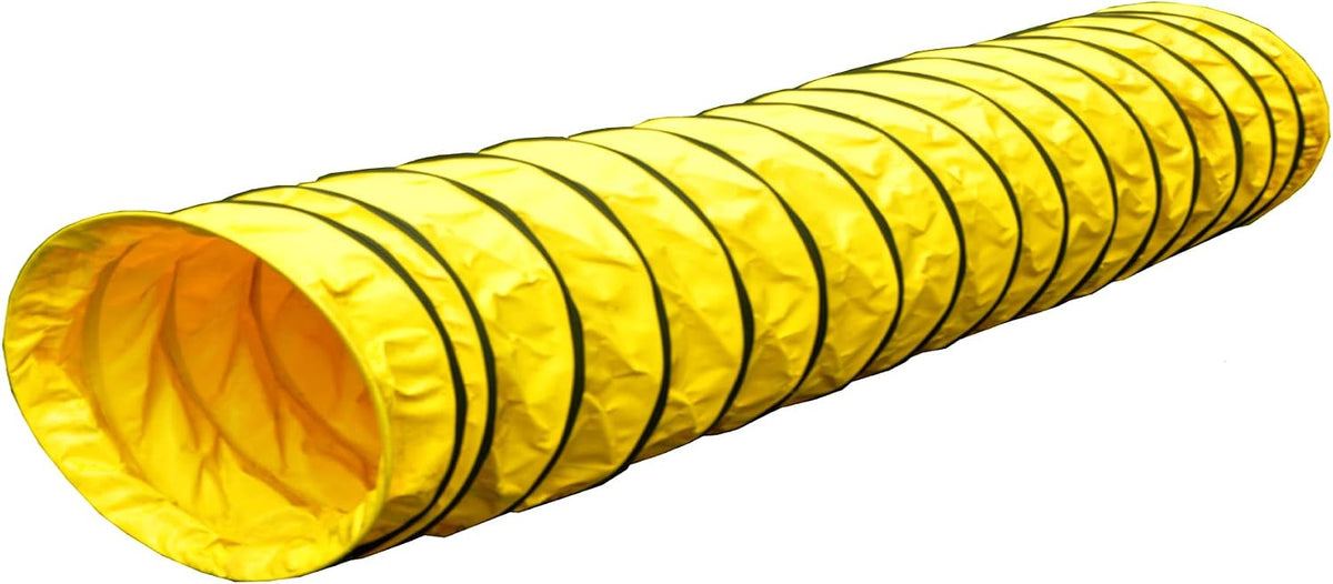 Yellow 10 foot dog agility tunnel on grass