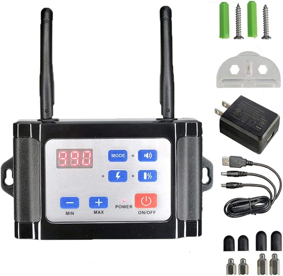Wireless dog fence remote with distance display and reflective collar – view 2