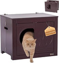 PETSFIT Cat Litter Box Enclosure that Unfolds to Use, No Assembly, Cat House and End Table, Espresso