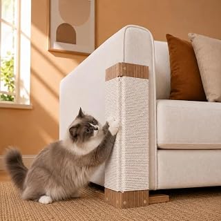 Wooden Cat Scratching Post with Sisal Rope, Natural Wood and Beige Sisal, Modern Minimalist