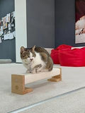 Natural Wood Cat Perch with Sisal Rope, Minimalist Cat Furniture, Light Brown and Beige