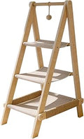 3-Tier Triangle Cat Tree with Hammock, Solid Poplar Wood