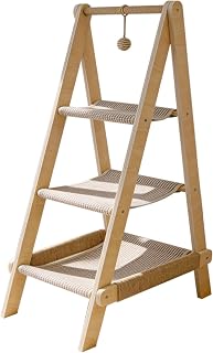 3-Tier Triangle Cat Tree with Hammock, Solid Poplar Wood