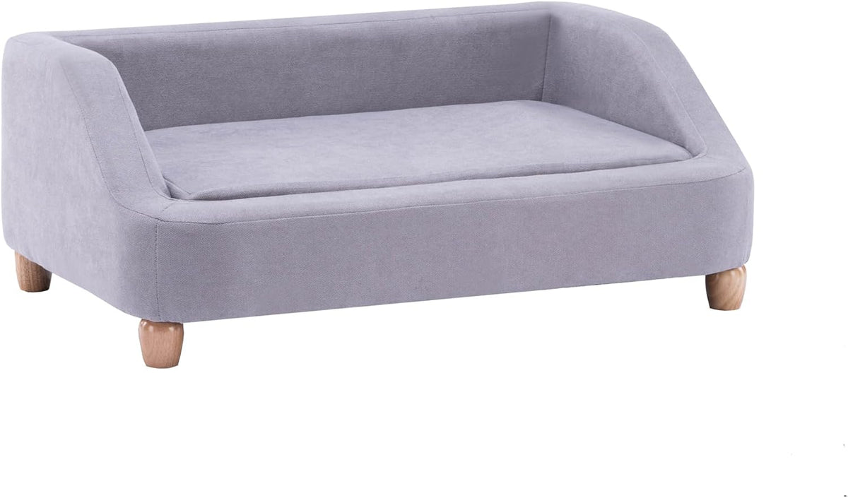 Gray microfiber rectangular elevated dog sofa, 36 inches wide