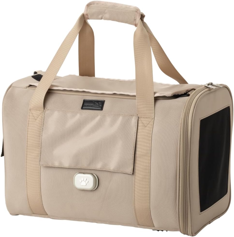 Beige soft-sided under-seat pet carrier with mesh ventilation – view 4