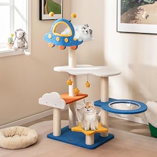 Tidyard 49-Inch Cat Tree, UFO Perch Space Capsule, Sisal Posts, Plush Platforms