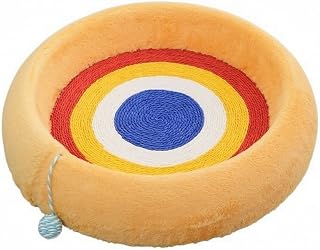 Yellow Round Cat Scratcher Bed with Soft Cloth Edge