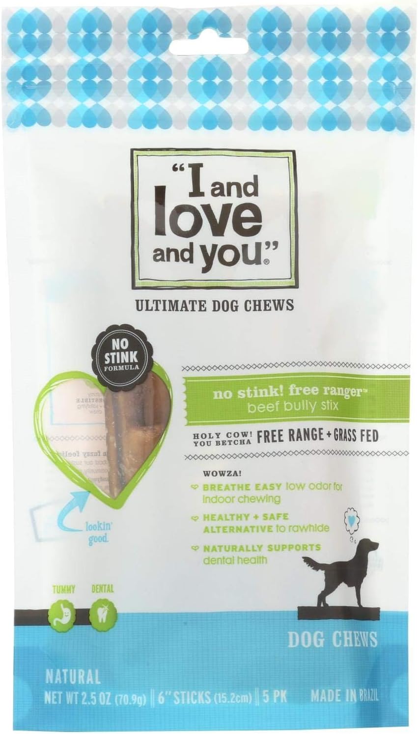 Bags of low-odor 6 inch chew sticks for dogs