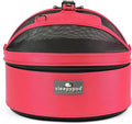 Pink round pet bed carrier with zip-on lid for small pets