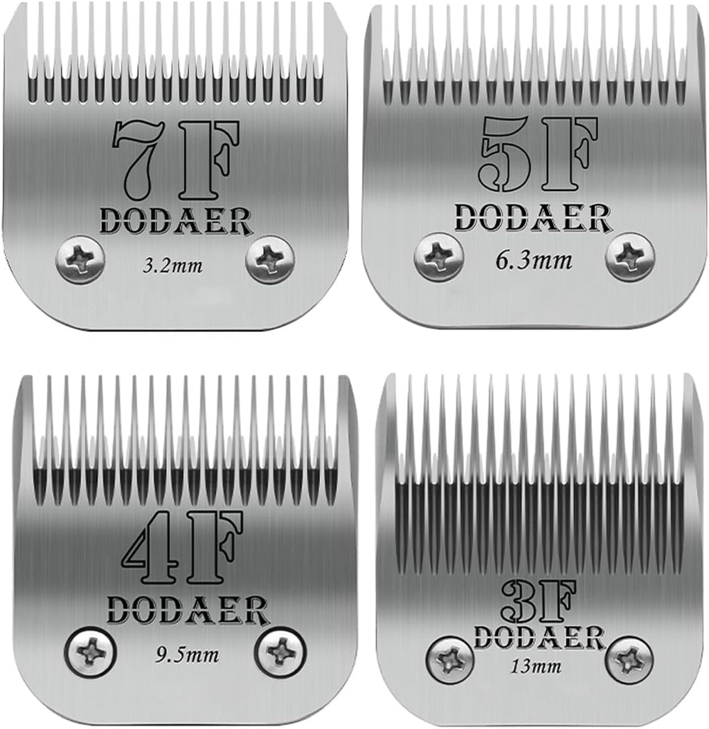 Set of eight ceramic dog clipper blades labeled by size – view 3