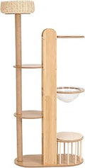 Multi-Level Wood Cat Tree Tower, 70.8 Inch Tall