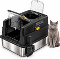 Gray XXXL enclosed stainless steel litter box with lid and scoop – view 2