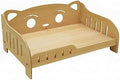Raised Wooden Pet Sofa Bed with Cat Cutout, Elevated Ventilated Frame