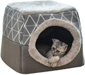 Soft Plush Cat and Small Dog Bed House, Winter Warm, Gray, 38 x 38 x 34 cm