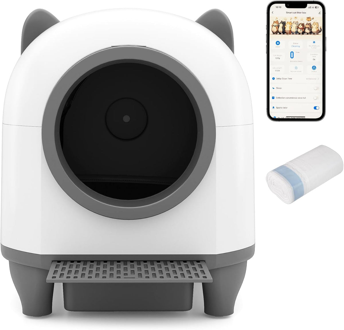 Automatic self-cleaning enclosed cat litter box