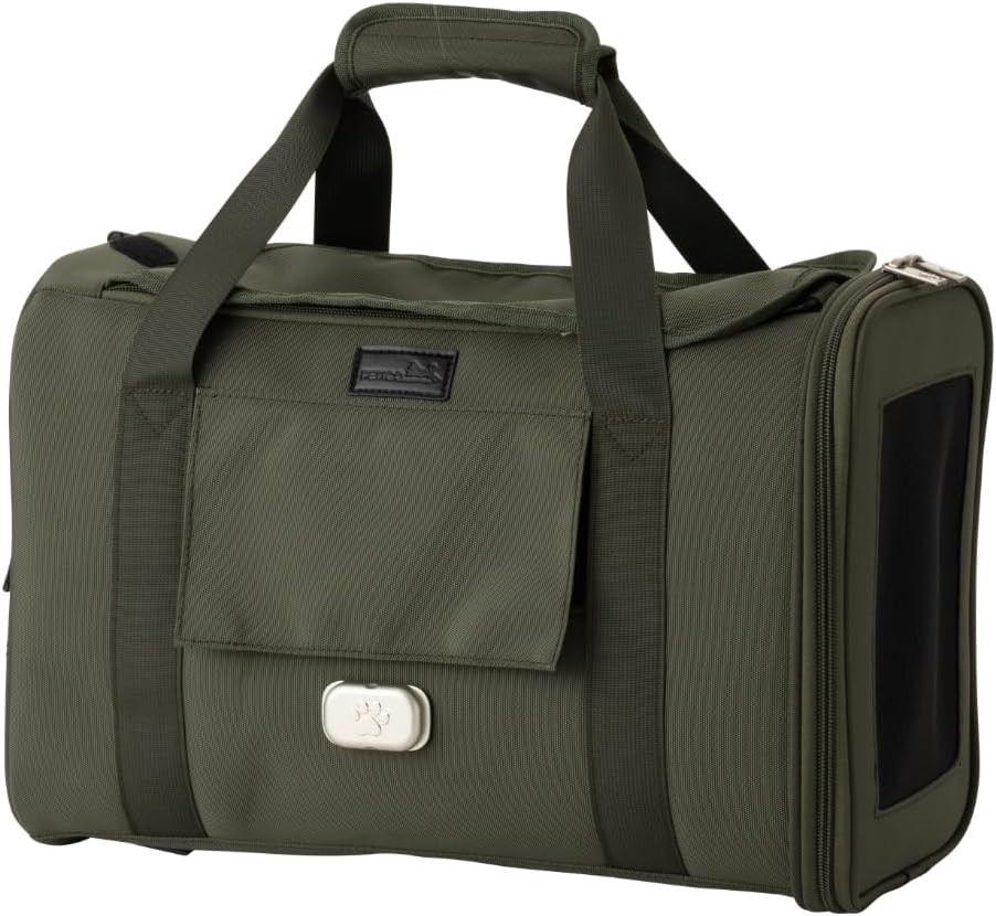 Beige soft-sided under-seat pet carrier with mesh ventilation – view 5