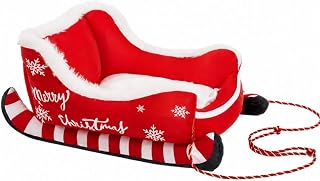 Holiday Pet Nesting Cradle with White Fuzzy Trim and Red and White Stripes, PP Filled, Size L