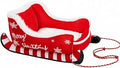 Holiday Sleigh Pet Bed, Open Top with Raised Bolsters, Red Polyester Cover, White Trim