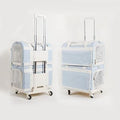 Double-Layer Rolling Pet Carrier for 2 Cats with Wheels, Blue