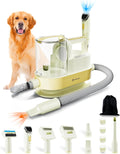 Beige dog grooming vacuum with clipper and brush attachments