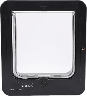 Automatic Pet Door with Collar Activated Sensing for Cats and Dogs, 2-Way Entry Control, Safety Guard, Plastic