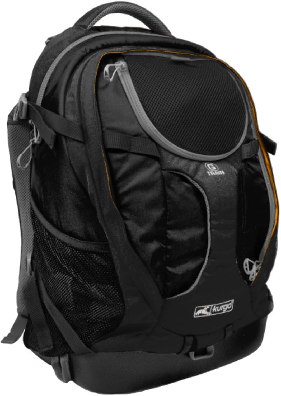 Black backpack for carrying dog walking and training gear
