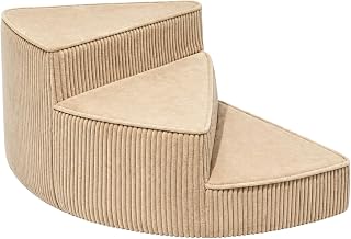 Folding Cat Ramp Stairs with Soft Sponge Padding and Anti-Skid Base, Khaki