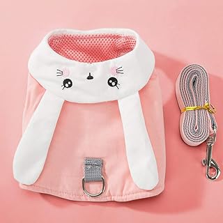 Cat Harness and Leash 2-Piece Set, Polyester Fiber, Soft Breathable Vest, Cartoon Lion and Rabbit Designs