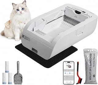 Automatic Self-Cleaning Cat Litter Box, WiFi App Control, Open-Top, Extra Large for Multiple Cats, 18.5" Wide Entry