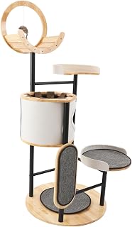 66-Inch Multi-Level Wood Cat Tree for Large Cats