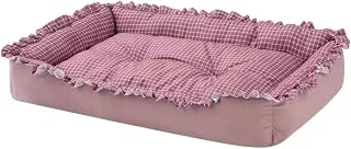 Cat Nest Bed, Plaid Pattern, Ruffled Trim, Raised Sides, Size L