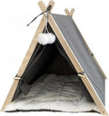 Cat Tent Bed with Hanging Toy for Winter Naps, Gray
