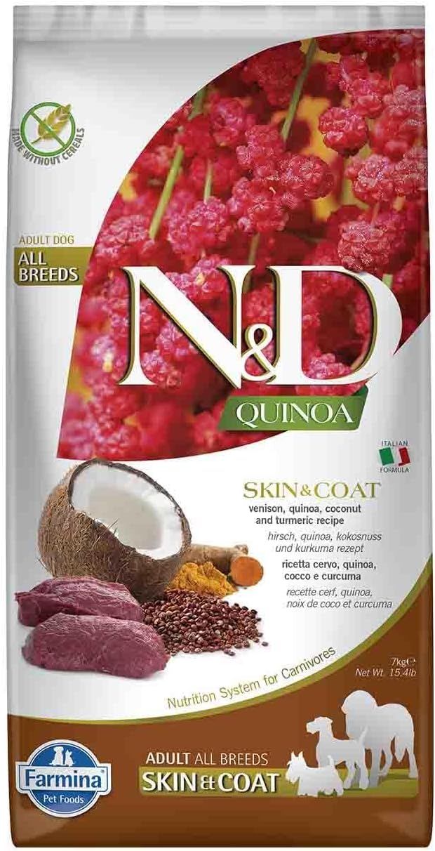 Bag of venison and quinoa dry dog food